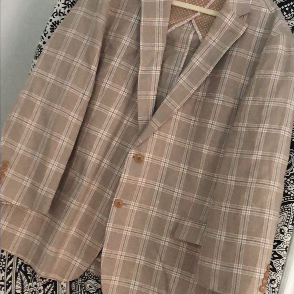MENS ENZO TOVARE PLAID LINEN BLEND MODERN BLAZER